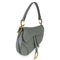 Christian Dior Blue Grey Grained Calfskin Medium Saddle Bag Handbag 3