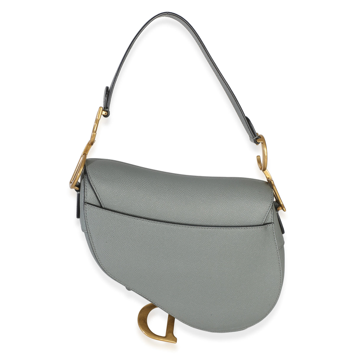 Christian Dior Blue Grey Grained Calfskin Medium Saddle Bag Handbag 4