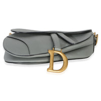Christian Dior Blue Grey Grained Calfskin Medium Saddle Bag Handbag 5