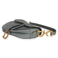 Christian Dior Blue Grey Grained Calfskin Medium Saddle Bag Handbag 6