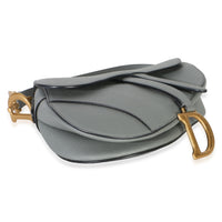 Christian Dior Blue Grey Grained Calfskin Medium Saddle Bag Handbag 7