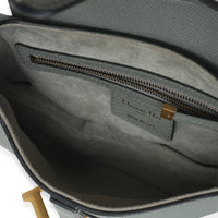 Christian Dior Blue Grey Grained Calfskin Medium Saddle Bag Handbag 8