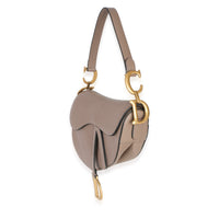 Christian Dior Taupe Grained Calfskin Medium Saddle Bag Handbag 2