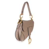 Christian Dior Taupe Grained Calfskin Medium Saddle Bag Handbag 3