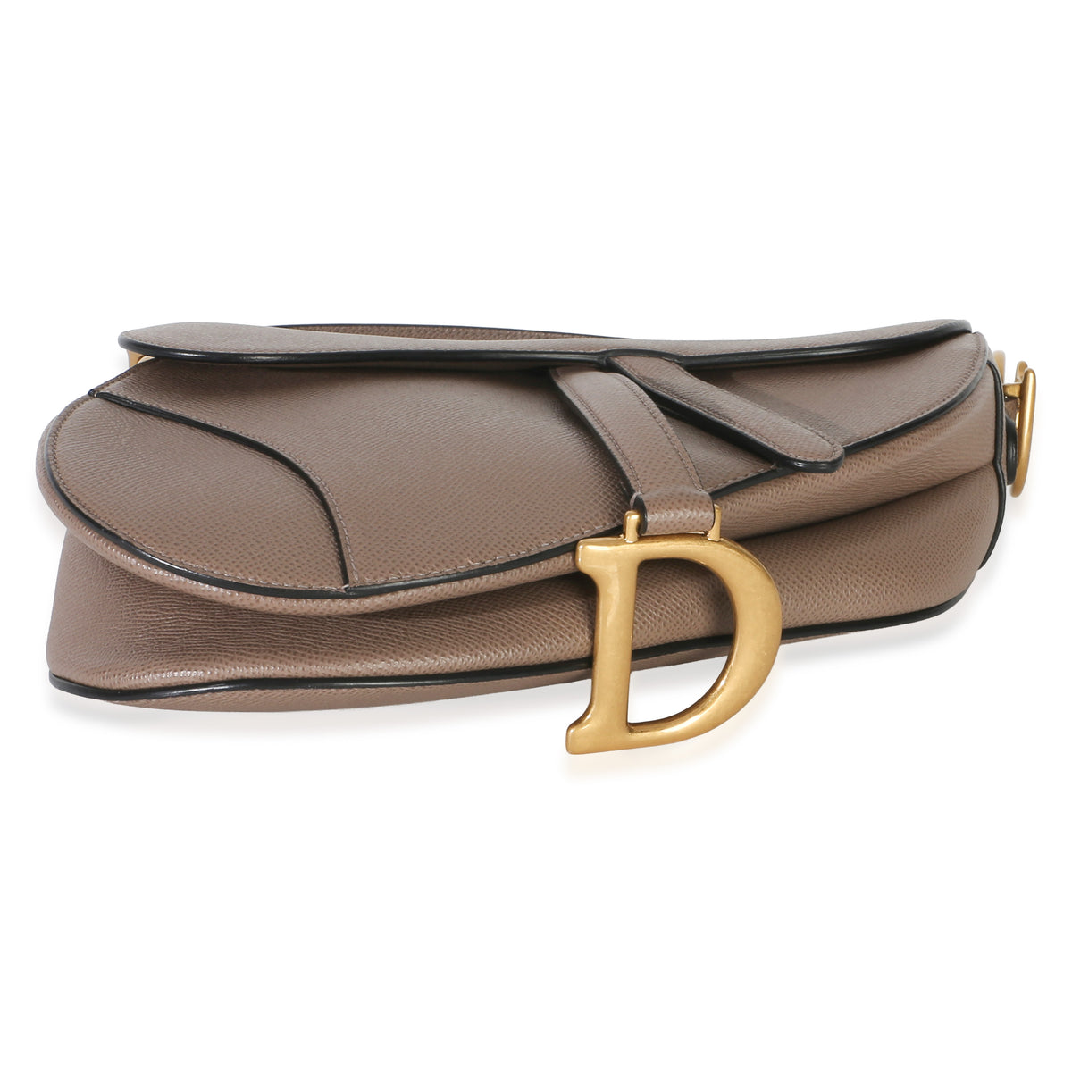 Christian Dior Taupe Grained Calfskin Medium Saddle Bag Handbag 5