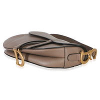 Christian Dior Taupe Grained Calfskin Medium Saddle Bag Handbag 6