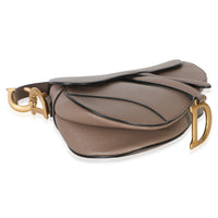 Christian Dior Taupe Grained Calfskin Medium Saddle Bag Handbag 7