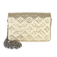 Louis Vuitton Gold Metallic Embossed Lambskin Monogram Pochette Coussin Handbag id