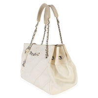 Chanel Beige Ecru Chevron Canvas CC Tote Handbag 2