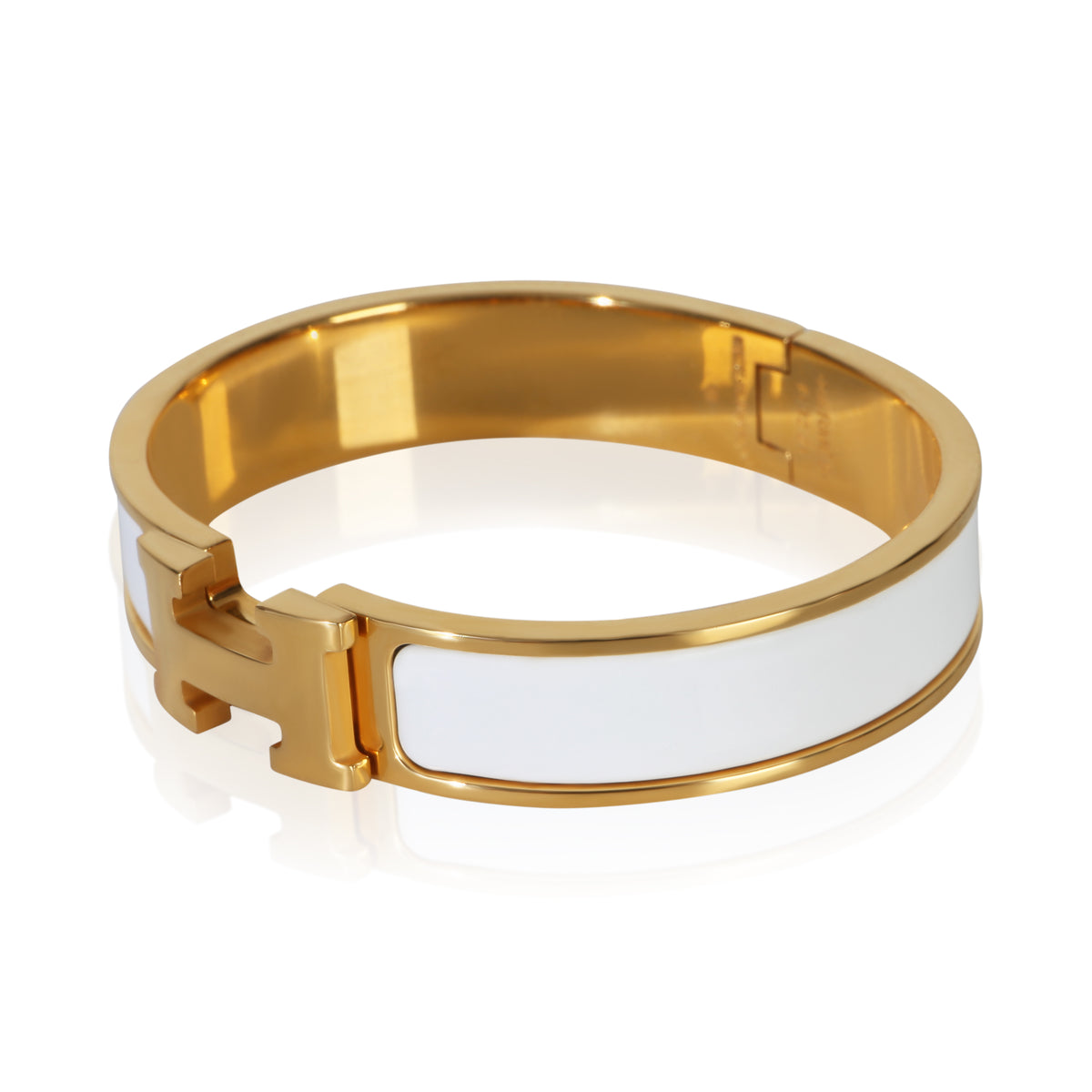 Hermès Gold Plated Clic H In Blanc Bracelet 2