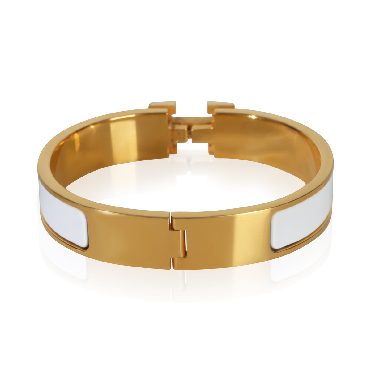 Hermès Gold Plated Clic H In Blanc Bracelet 3