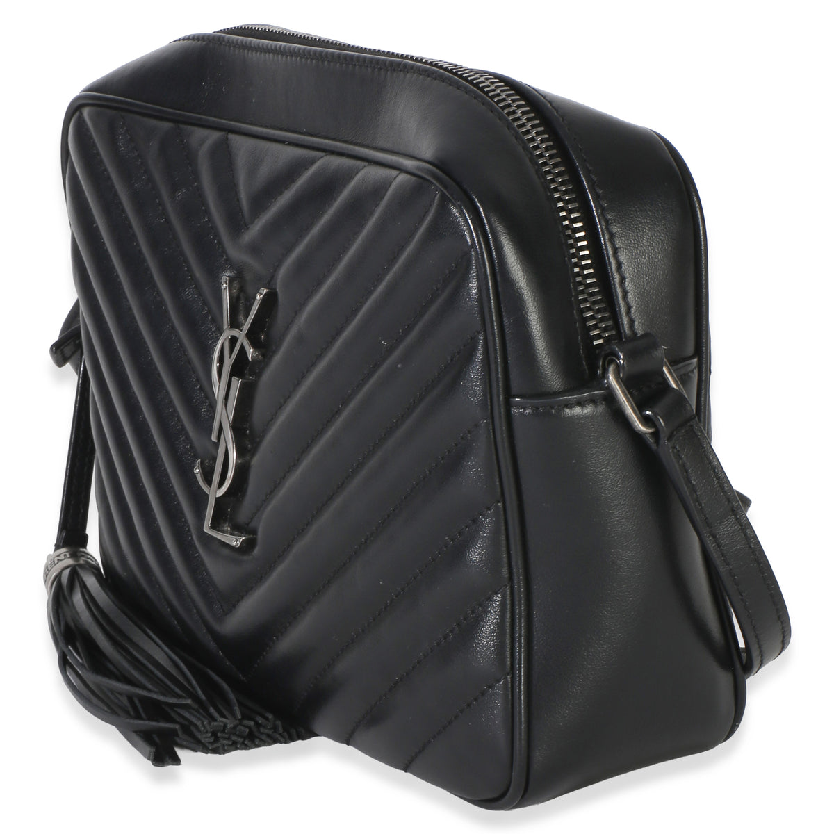 Saint Laurent Black Matelasse Calfskin Lou Camera Handbag 2