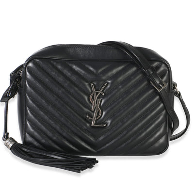 Saint Laurent Black Matelasse Calfskin Lou Camera Handbag fv