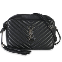 Saint Laurent Black Matelasse Calfskin Lou Camera Handbag fv