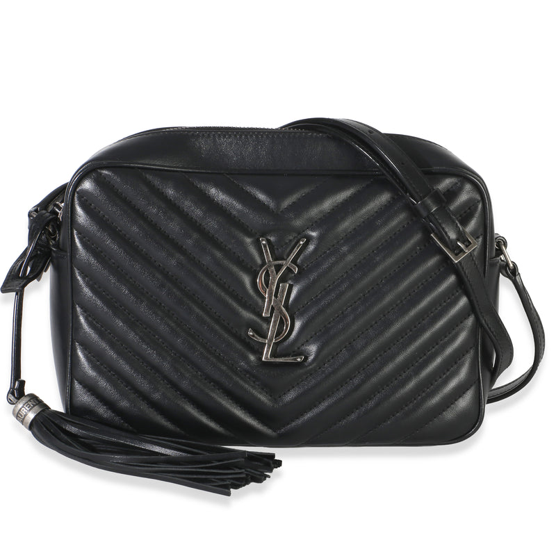 Saint Laurent Black Matelasse Calfskin Lou Camera Bag Handbag fv