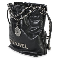 Chanel Black Quilted Calfskin  22 Mini Hobo Handbag 2