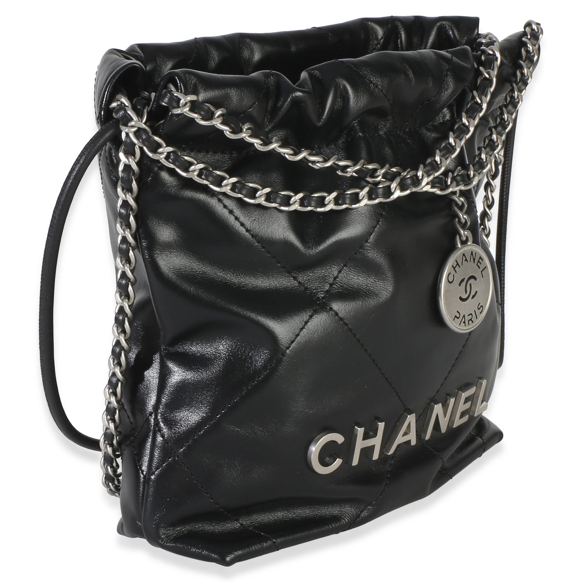 Chanel Black Quilted Calfskin  22 Mini Hobo Handbag 3
