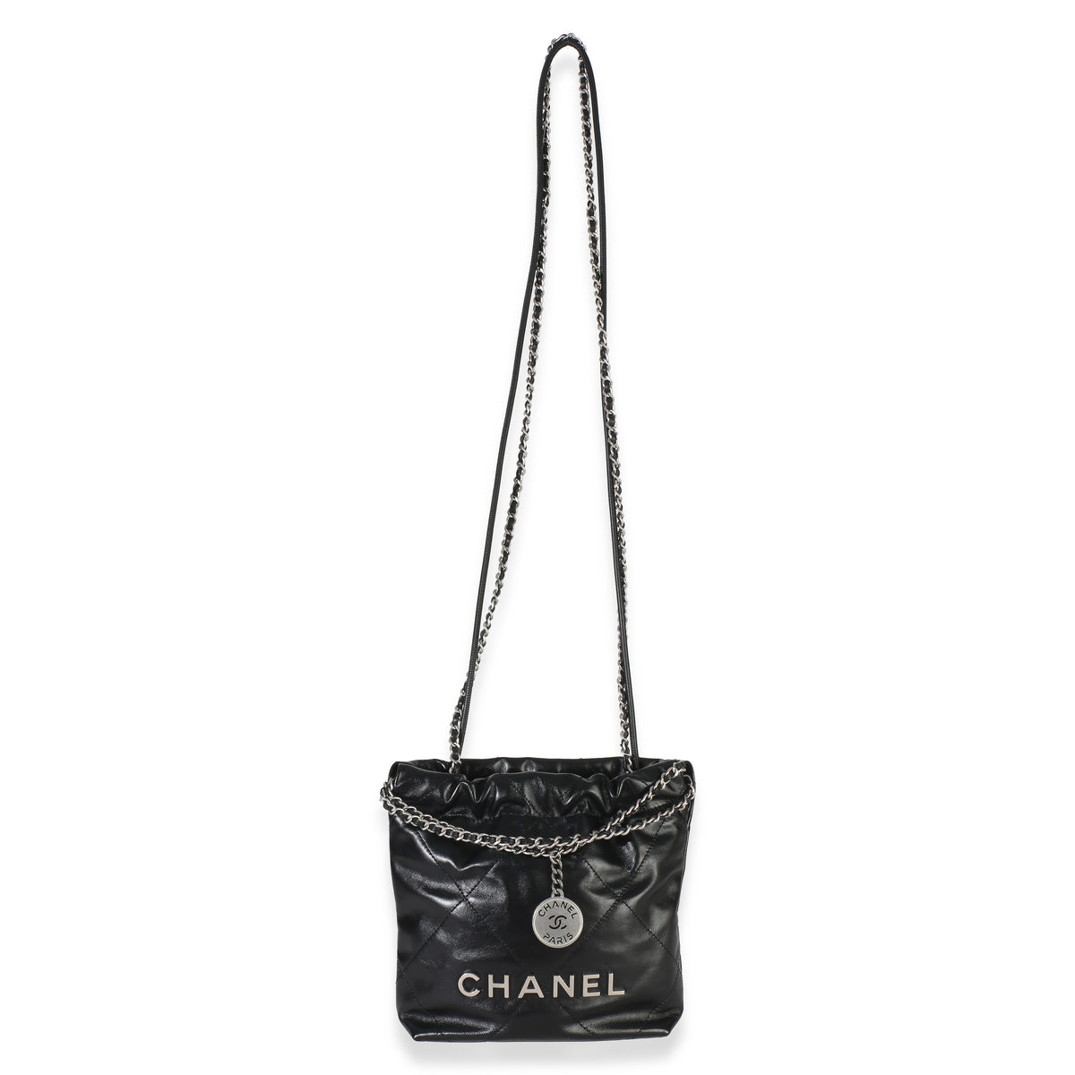 Chanel Black Quilted Calfskin  22 Mini Hobo Handbag 8