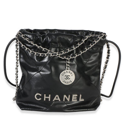 Chanel Black Quilted Calfskin  22 Mini Hobo Handbag id