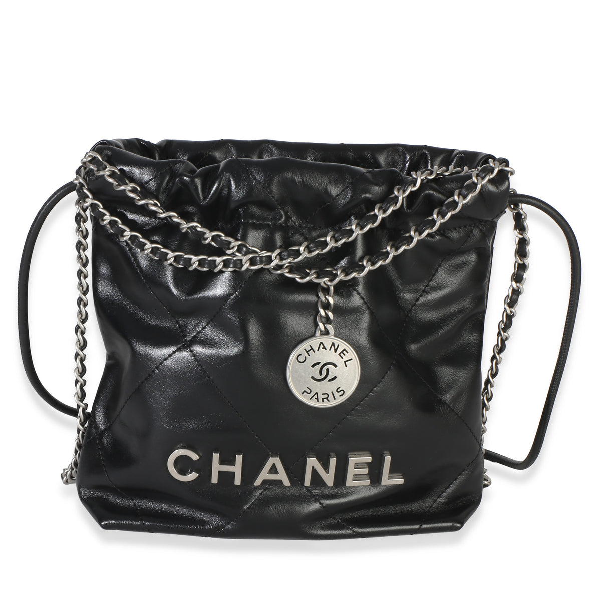 Chanel Black Quilted Calfskin  22 Mini Hobo Handbag id