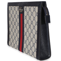 Gucci Navy GG Supreme Canvas Large Ophidia Pouch Handbag 2