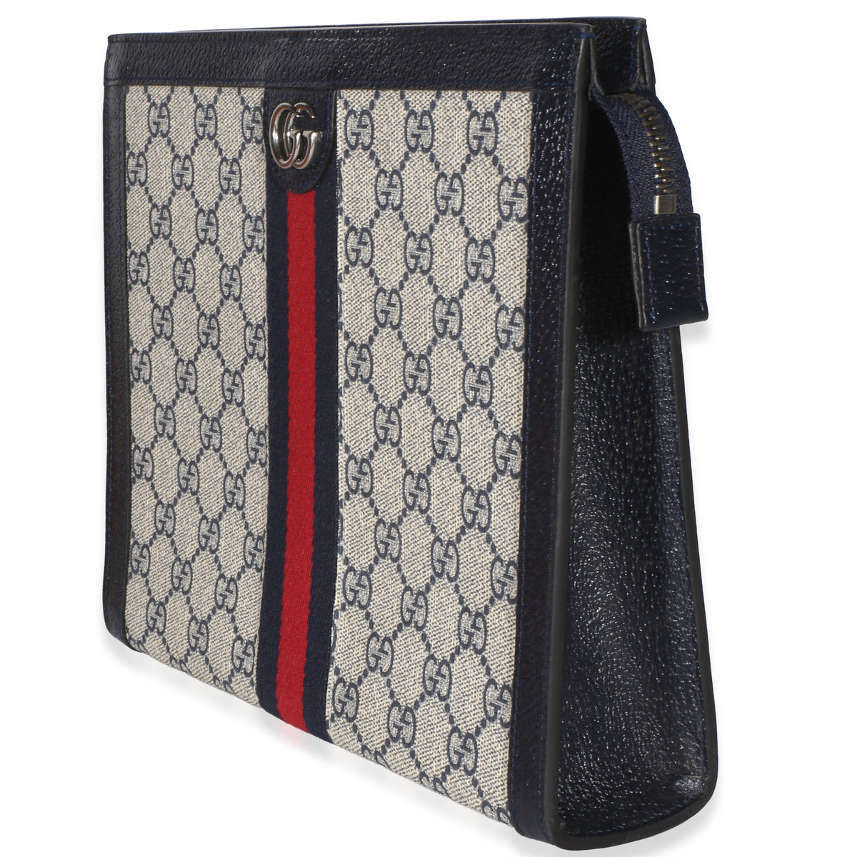 Gucci Navy GG Supreme Canvas Large Ophidia Pouch Handbag 2