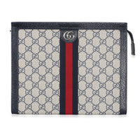 Gucci Navy GG Supreme Canvas Large Ophidia Pouch Handbag id