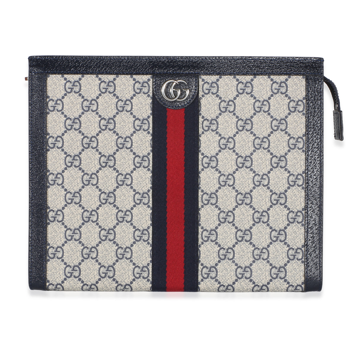 Gucci Navy GG Supreme Canvas Large Ophidia Pouch Handbag id