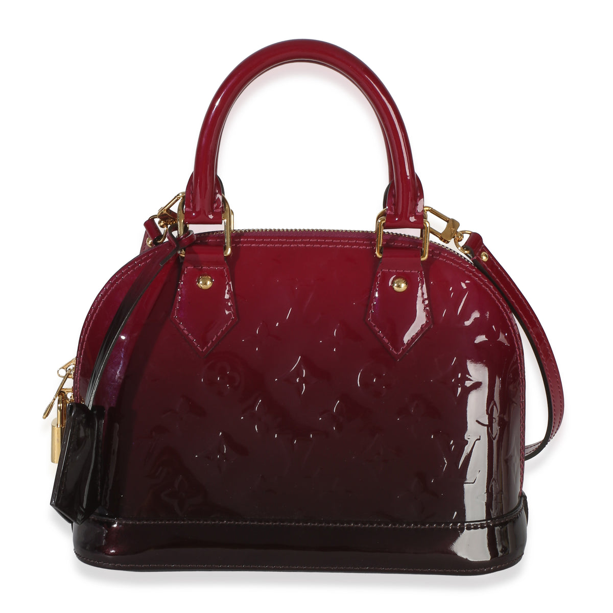 Louis Vuitton Burgundy Patent  Monogram Ombré Alma BB Handbag fv