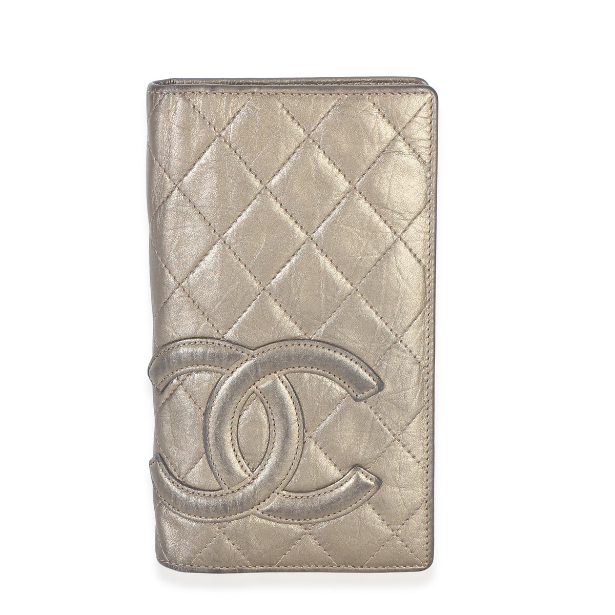 Chanel Metallic Bronze Quilted Aged Calfskin Cambon Yen Wallet Wallet id