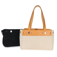 Hermès Vintage Natural Ecru Toile H Vache Hunter Herbag Cabas PM PHW Handbag id