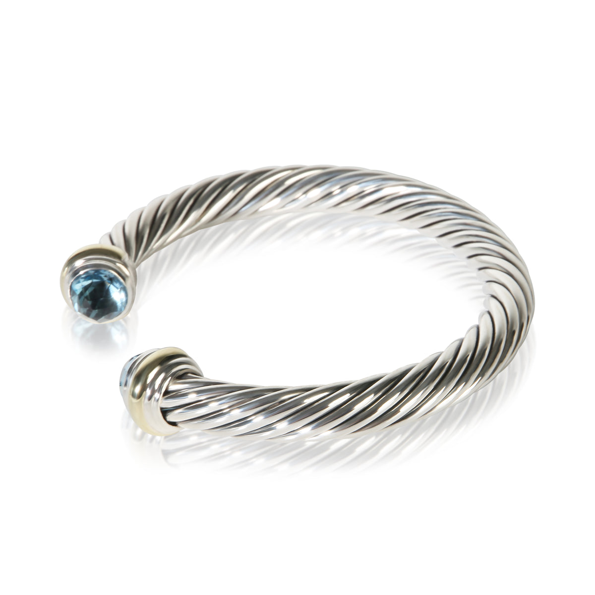 David Yurman Yellow Gold & Sterling Silver Topaz 7mm Cable Bracelet 2
