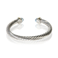 David Yurman Yellow Gold & Sterling Silver Topaz 7mm Cable Bracelet 3