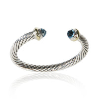 David Yurman Yellow Gold & Sterling Silver Topaz 7mm Cable Bracelet 4