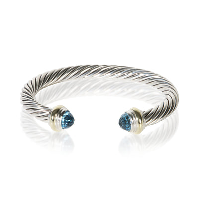 David Yurman Yellow Gold & Sterling Silver Topaz 7mm Cable Bracelet fv
