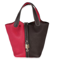 Hermès Framboise Rouge Sellier Clemence Casaque Picotin Lock 18 PHW Handbag id