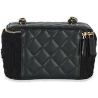 Chanel Black Quilted Lambskin Crochet Small Vanity Case With Chain Handbag 4