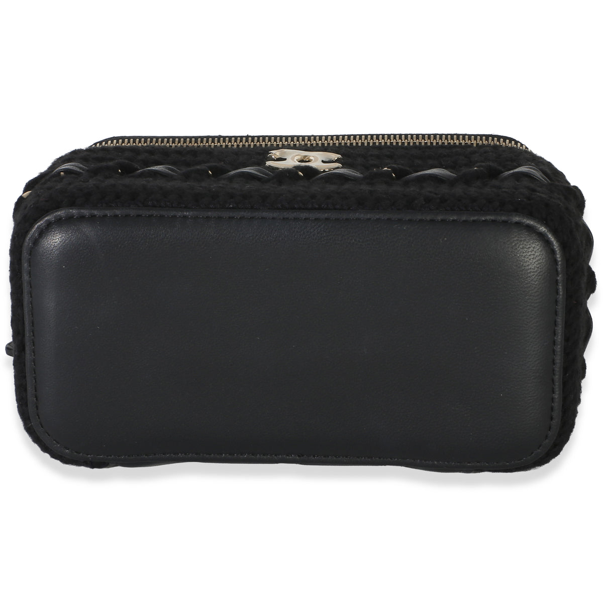 Chanel Black Quilted Lambskin Crochet Small Vanity Case With Chain Handbag 5