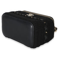 Chanel Black Quilted Lambskin Crochet Small Vanity Case With Chain Handbag 6