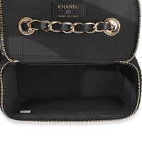 Chanel Black Quilted Lambskin Crochet Small Vanity Case With Chain Handbag 8
