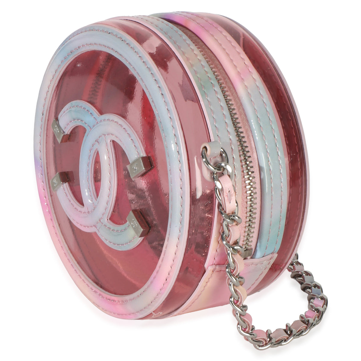 Chanel Pink Multicolor PVC Lambskin Filigree Round Clutch With Chain Handbag 2