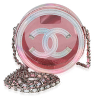 Chanel Pink Multicolor PVC Lambskin Filigree Round Clutch With Chain Handbag fv