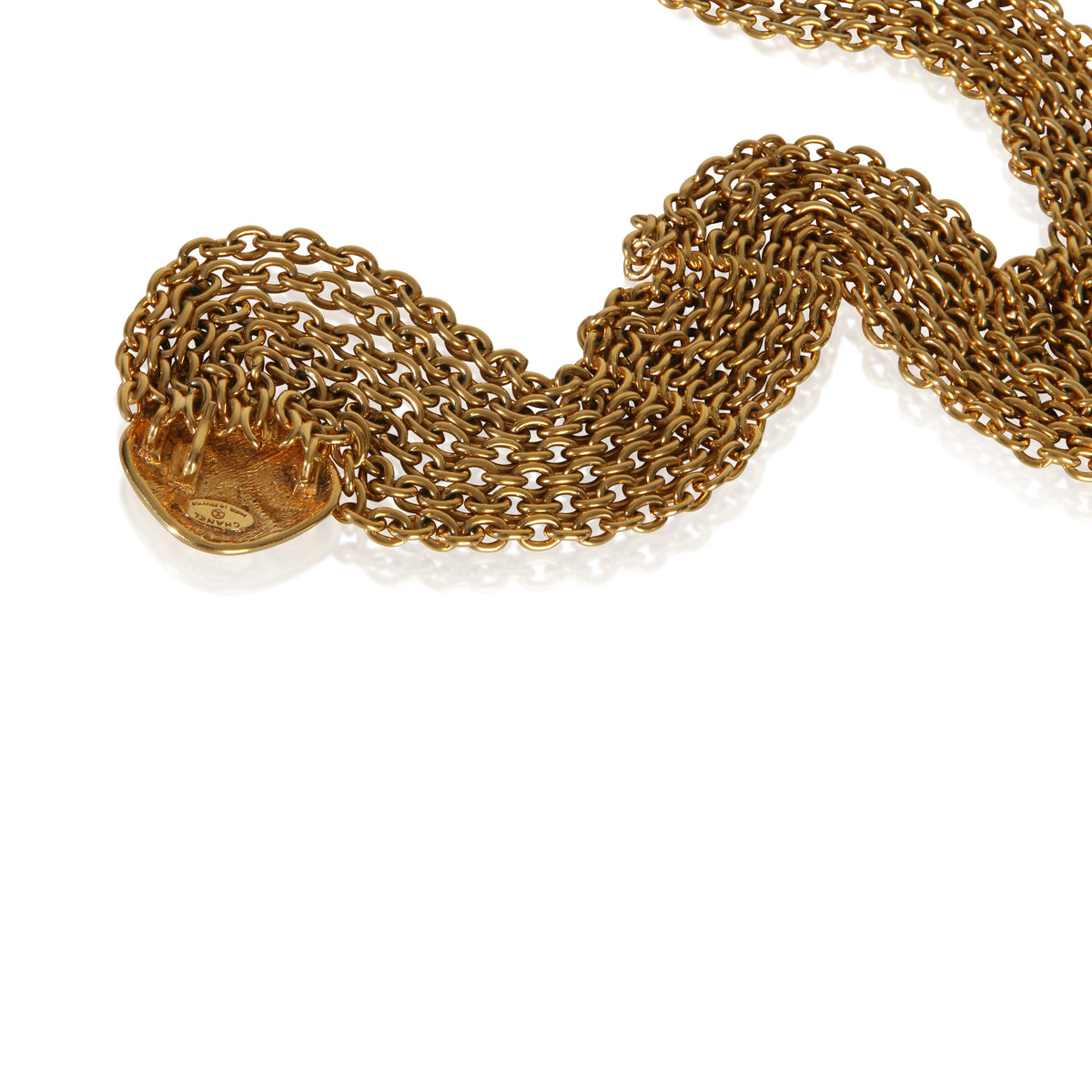 Chanel Gold Plated Vintage Matelasse Multistrand Necklace 4