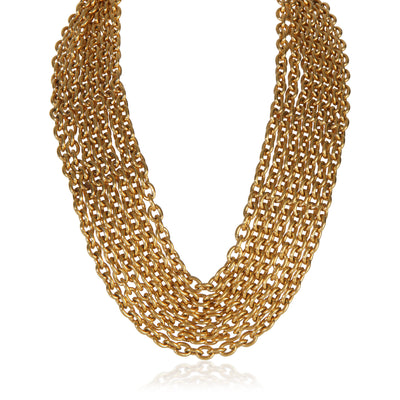 Chanel Gold Plated Vintage Matelasse Multistrand Necklace fv