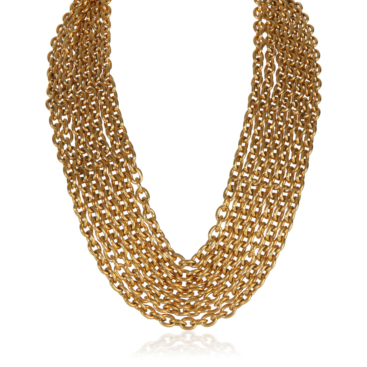 Chanel Gold Plated Vintage Matelasse Multistrand Necklace fv