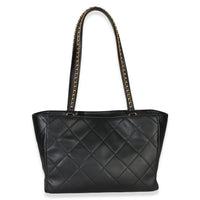 Chanel Black Quilted Calfskin Book Pocket Shopping Tote Handbag 4
