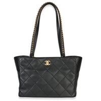 Chanel Black Quilted Calfskin Book Pocket Shopping Tote Handbag id