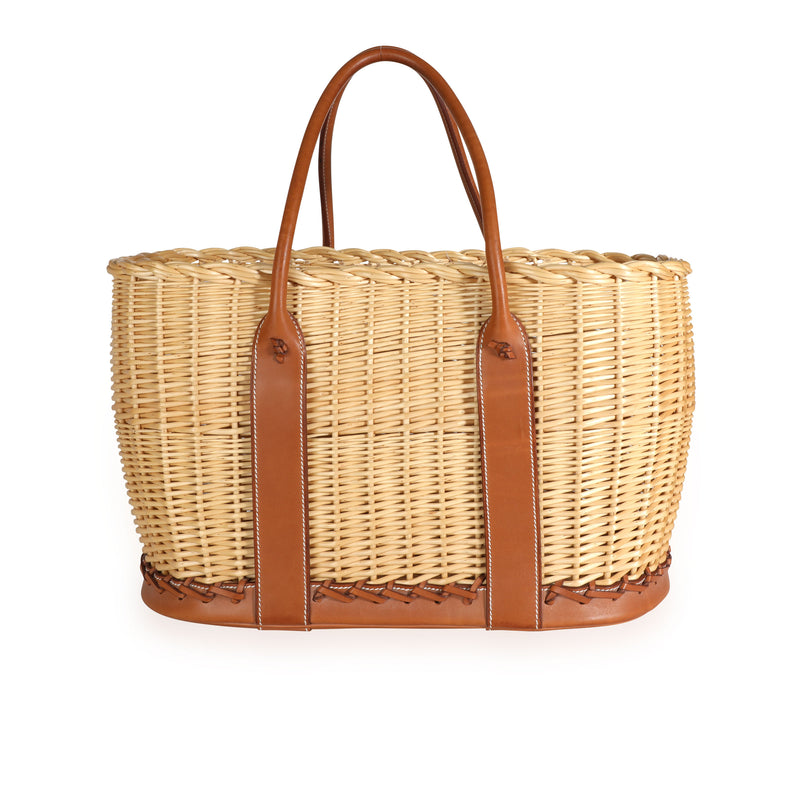 Hermès Fauve Barenia Wicker Osier Garden Party 36 Handbag fv
