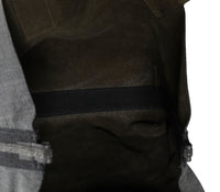 Brunello Cucinelli Olive Suede & Gray Wool Reversible Tote Handbag av