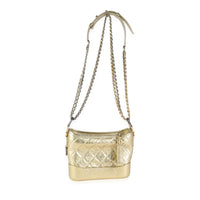 Chanel Gold Quilted Calfskin Small Gabrielle Hobo Handbag bv